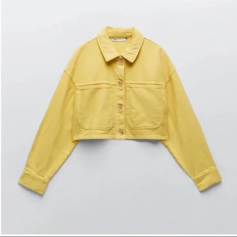 Zara Yellow Crop Denim Jacket